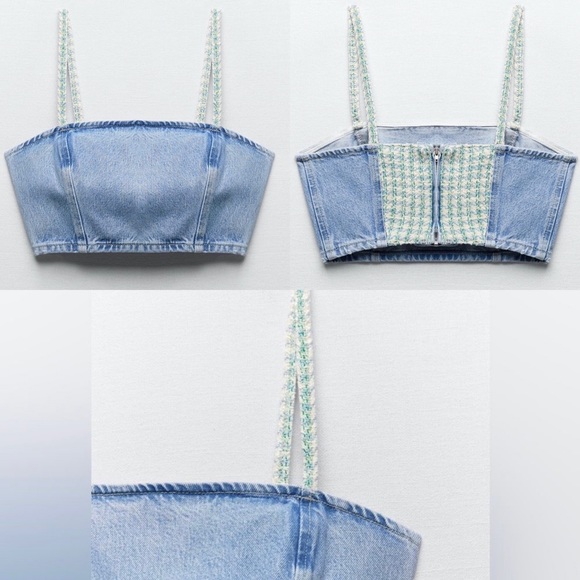 LAST🔥Zara Denim Matching 2 Piece Set! Stitch & Rhinestone Detail. - Picture 14 of 15